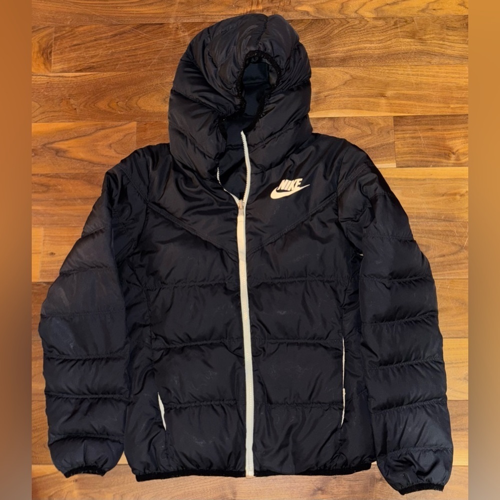 Nike Sportswear Down Fill Hooded Youth Puffer Jacket Black RN#56323 Size L